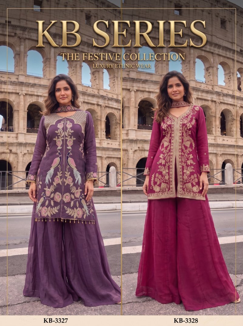 Kb 3327 & 3328 Pure Crunchy Silk Sharara Collections
